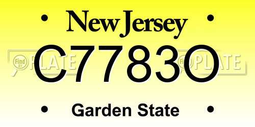 C7783O New Jersey License Plate