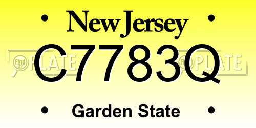 C7783Q New Jersey License Plate