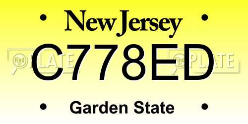 C778ED New Jersey License Plate