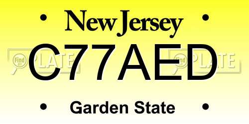 C77AED New Jersey License Plate