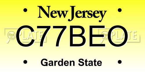 C77BEO New Jersey License Plate
