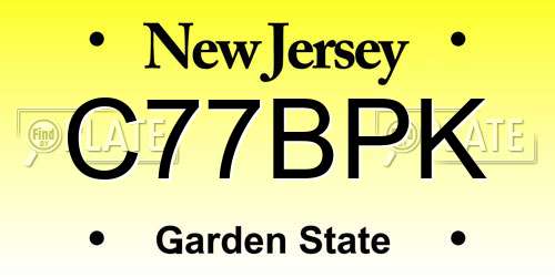 C77BPK New Jersey License Plate