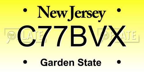 C77BVX New Jersey License Plate