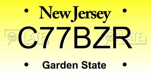 C77BZR New Jersey License Plate