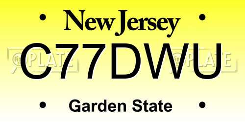 C77DWU New Jersey License Plate