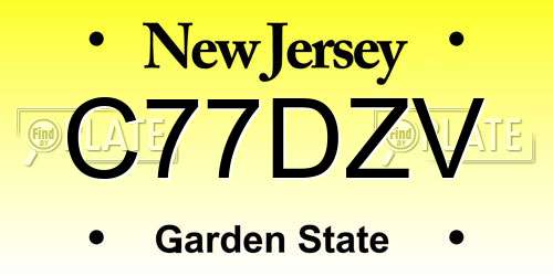 C77DZV New Jersey License Plate