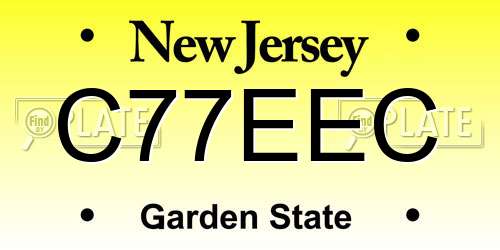 C77EEC New Jersey License Plate