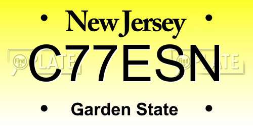 C77ESN New Jersey License Plate