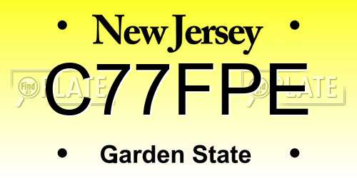 C77FPE New Jersey License Plate