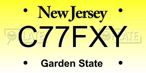 C77FXY New Jersey License Plate