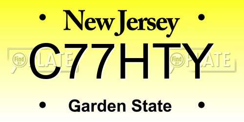 C77HTY New Jersey License Plate