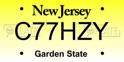 C77HZY New Jersey License Plate