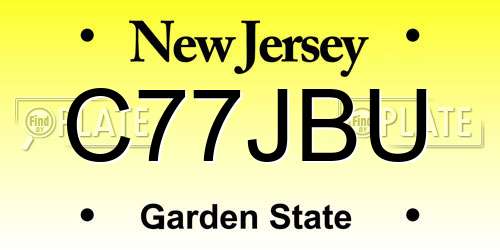 C77JBU New Jersey License Plate
