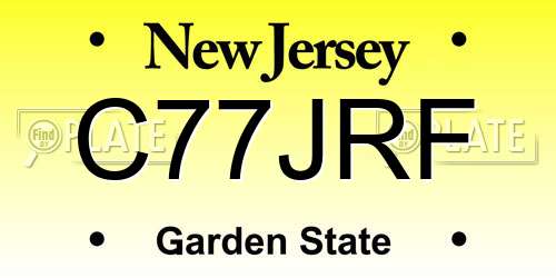 C77JRF New Jersey License Plate
