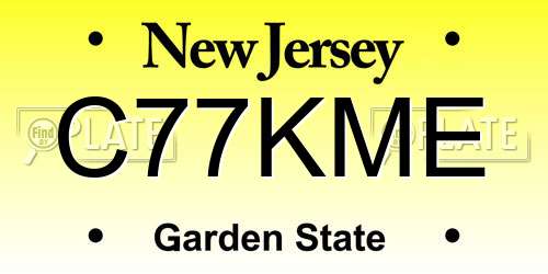 C77KME New Jersey License Plate