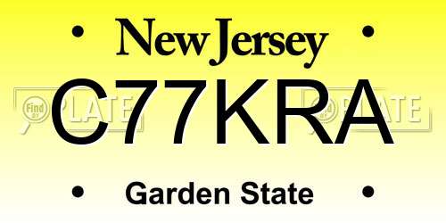 C77KRA New Jersey License Plate