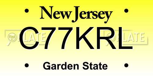 C77KRL New Jersey License Plate