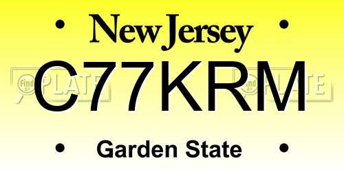 C77KRM New Jersey License Plate