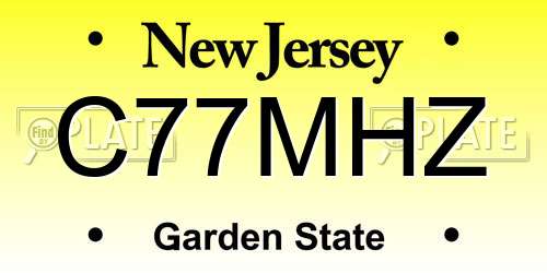 C77MHZ New Jersey License Plate