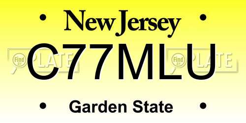 C77MLU New Jersey License Plate