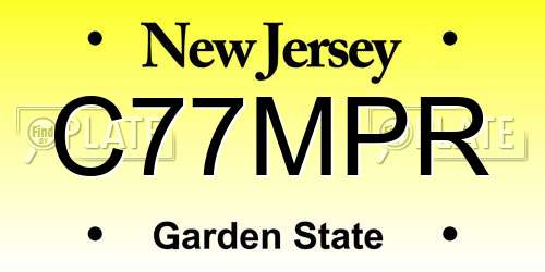 C77MPR New Jersey License Plate