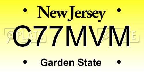 C77MVM New Jersey License Plate