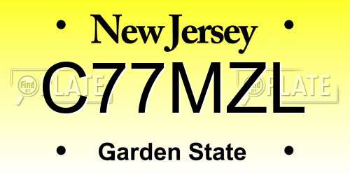 C77MZL New Jersey License Plate