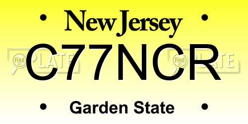 C77NCR New Jersey License Plate