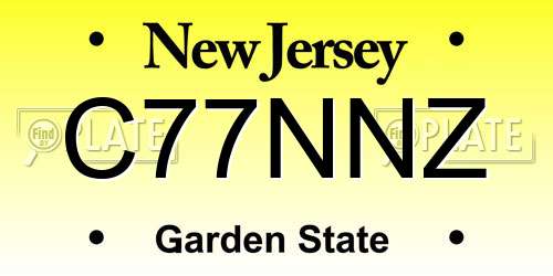 C77NNZ New Jersey License Plate