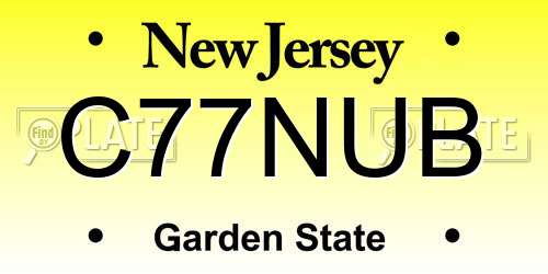 C77NUB New Jersey License Plate