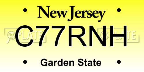 C77RNH New Jersey License Plate