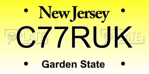 C77RUK New Jersey License Plate