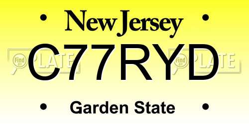 C77RYD New Jersey License Plate