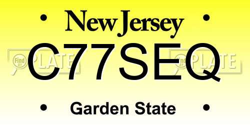 C77SEQ New Jersey License Plate