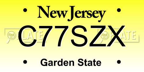 C77SZX New Jersey License Plate