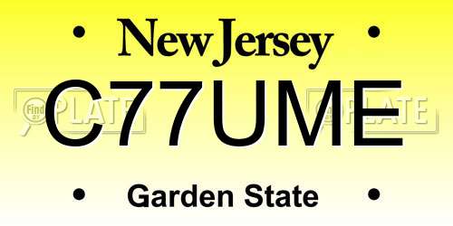 C77UME New Jersey License Plate