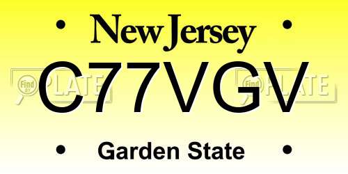 C77VGV New Jersey License Plate
