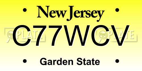 C77WCV New Jersey License Plate
