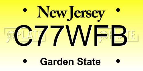 C77WFB New Jersey License Plate