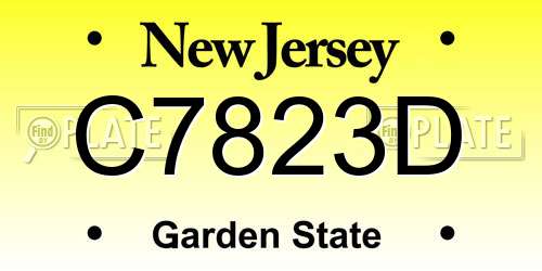 C7823D New Jersey License Plate