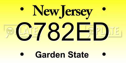 C782ED New Jersey License Plate