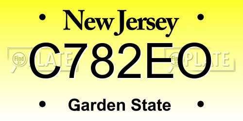 C782EO New Jersey License Plate