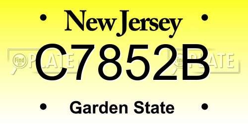 C7852B New Jersey License Plate