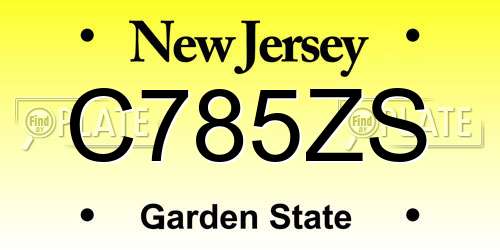 C785ZS New Jersey License Plate