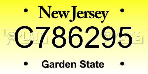 C786295 New Jersey License Plate
