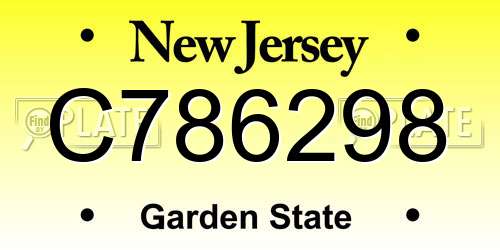 C786298 New Jersey License Plate