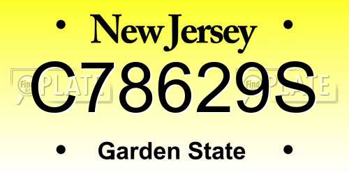 C78629S New Jersey License Plate