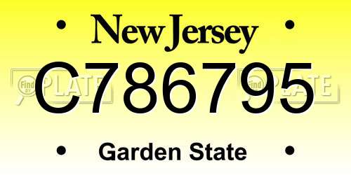 C786795 New Jersey License Plate