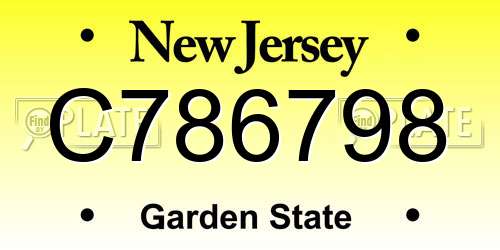 C786798 New Jersey License Plate