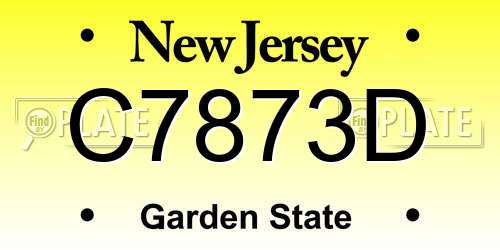 C7873D New Jersey License Plate
